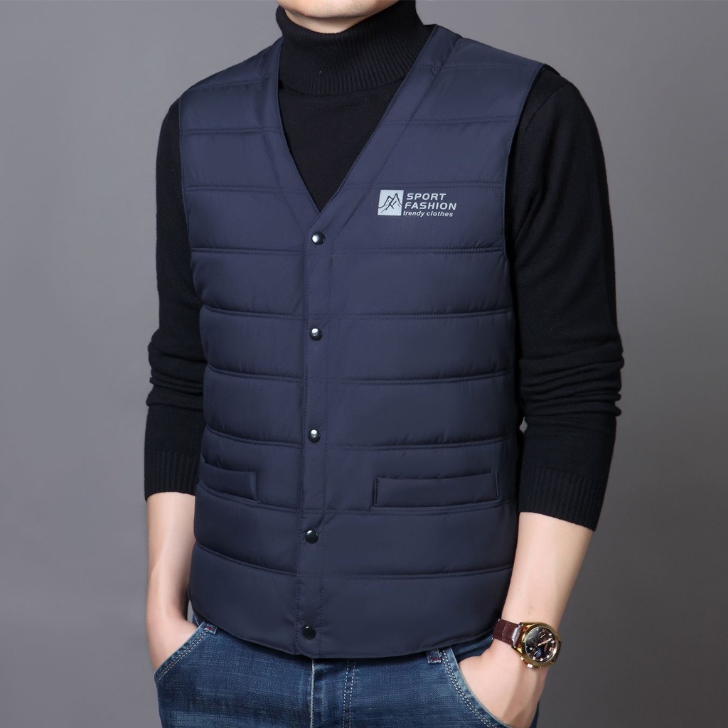 Áo Ghi Lê cotton Giữ Ấm Dáng Ngắn Thời Trang Thu Đông Cho Nam Trung Niên❤11.10