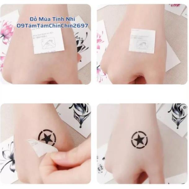 Combo 5 tấm hình xăm dán chu sa dán trán cổ trang Trung Quốc size 12 hình/ tấm ĐỒ MÚA TỊNH NHI