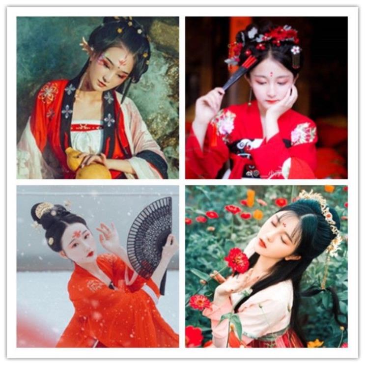 Combo 5 tấm hình xăm dán chu sa dán trán cổ trang Trung Quốc size 12 hình/ tấm ĐỒ MÚA TỊNH NHI