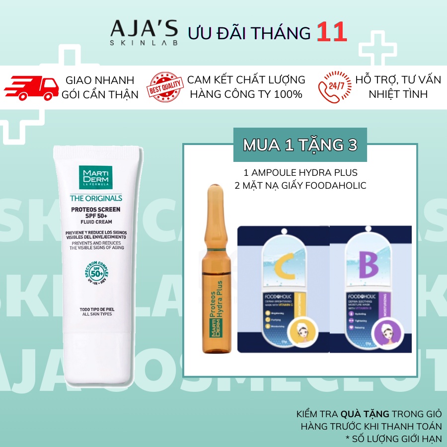 Kem chống nắng phổ rộng, ngăn ngừa lão hóa Martiderm The Originals Proteos Screen SPF50+ 40ml - AJA'S SKINLAB