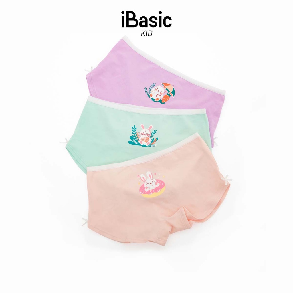 Hộp 3 quần lót bé gái cotton dạng đùi iBasic PANG009