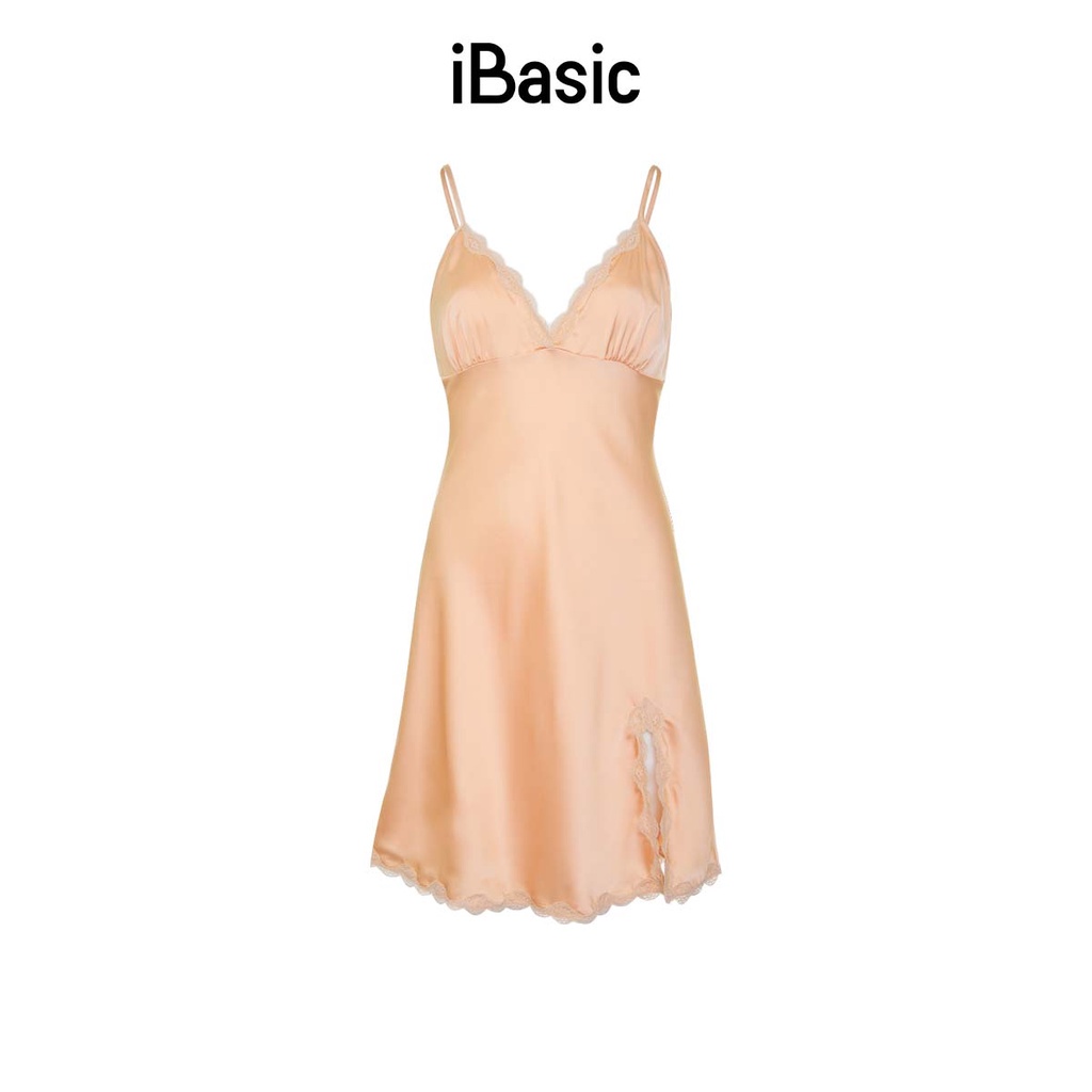 Đầm ngủ satin xẻ đùi iBasic SW010