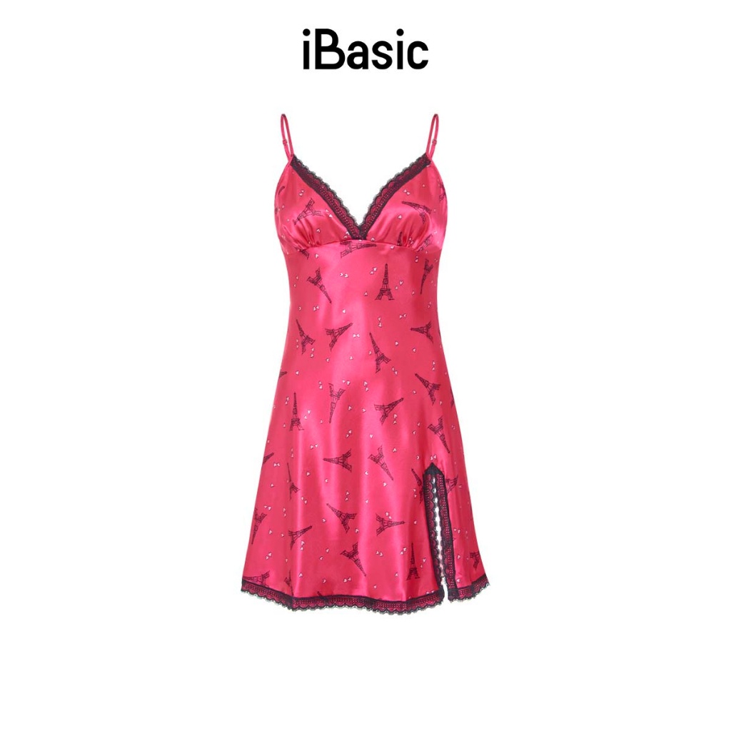 Đầm ngủ satin xẻ đùi iBasic SW010