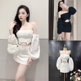  Sét Bộ Áo Trễ Vai Nhún Ngực Tay Phồng Kèm Chân Váy A Hack Eo Sét Bộ Đồ Nữ Bigsize Quỳnh Anh Từ 50kg đến 100kg M L XL XXL 