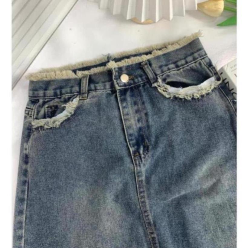 Chân váy jeans dáng dài siêu xinh phù hợp đi học, đi chơi hot hit CV4