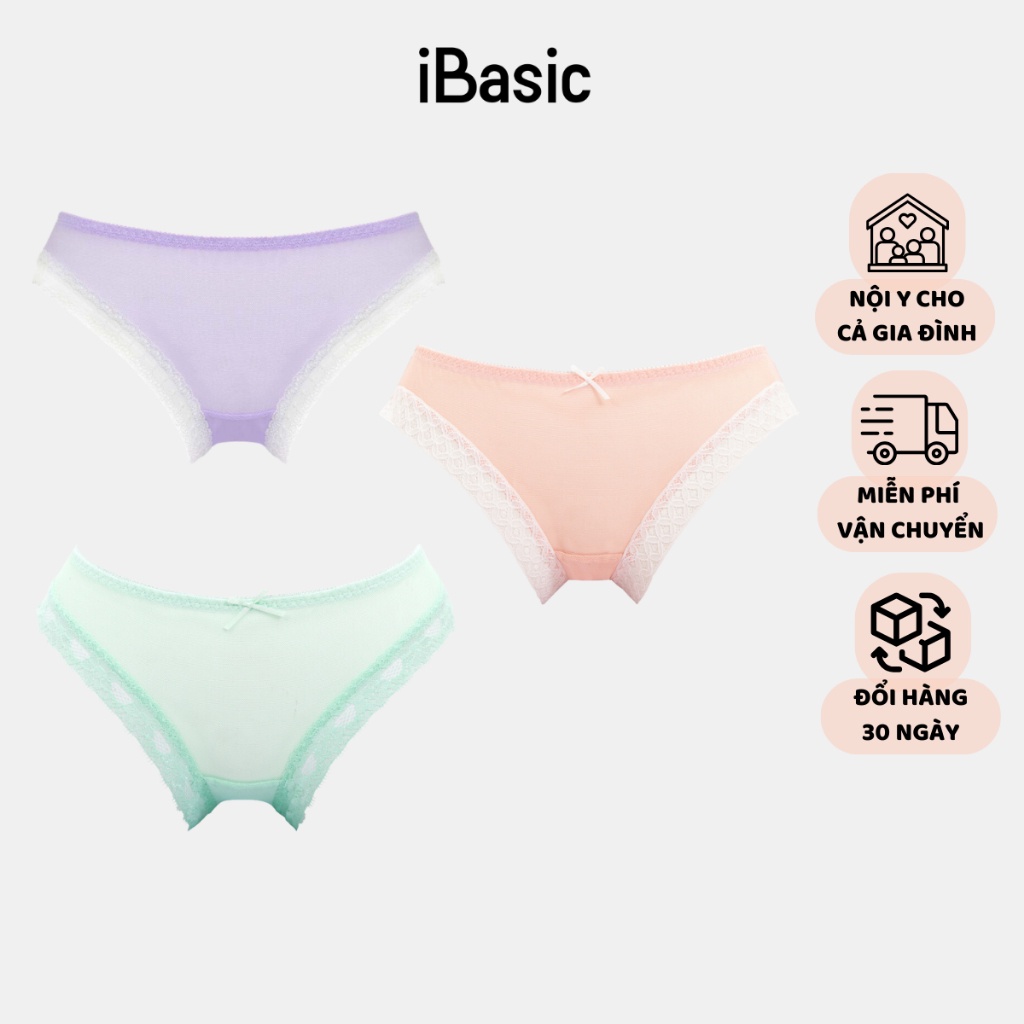 [MUA 2 TẶNG 1] Combo 3 quần lót nữ bikini ren lưới iBasic V108