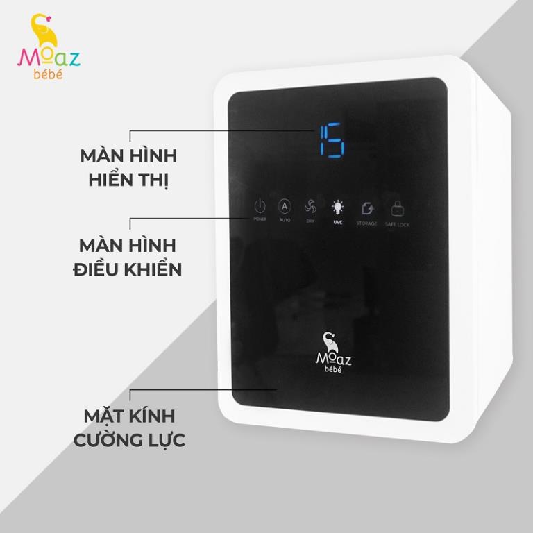 Máy tiệt trùng sấy khô tia UVC và bảo quản bình sữa Moazbebe MB038 dung tích 18 lit - BH 12 tháng