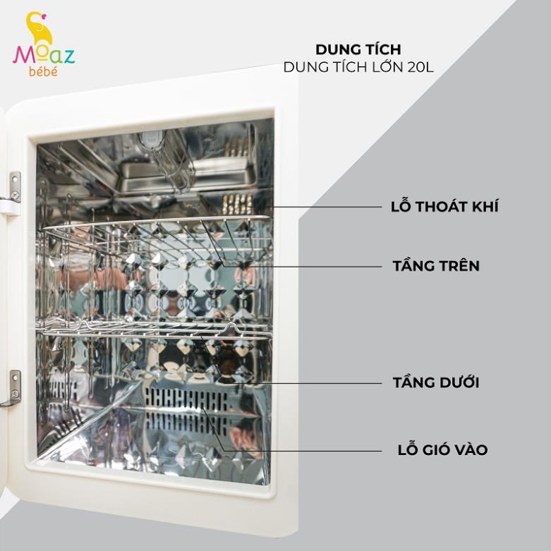 Máy tiệt trùng sấy khô tia UVC và bảo quản bình sữa Moazbebe MB038 dung tích 18 lit - BH 12 tháng