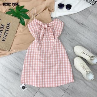 < Deal Sốc 3 > TT 17 - đầm Caro Hồng, chất kate xịn. thiết kế thời trang