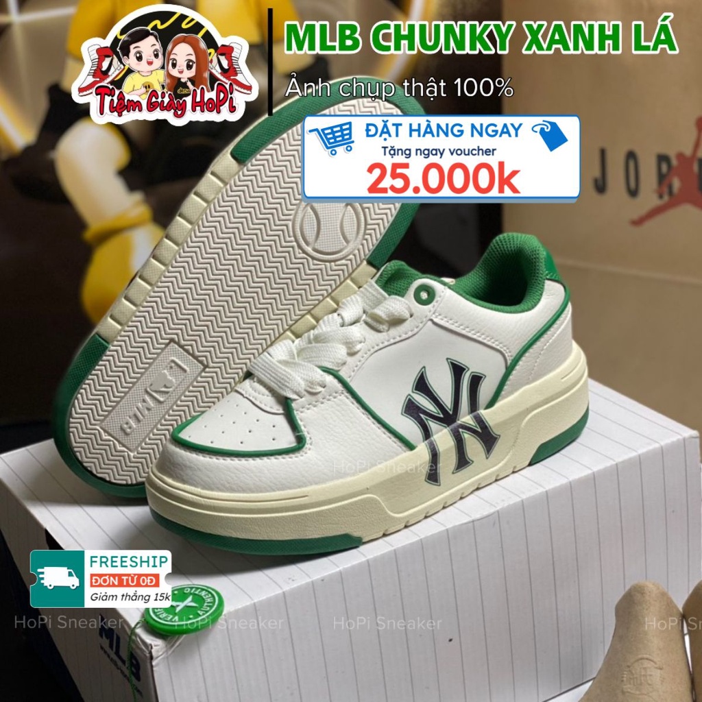 Giày Thể Thao MLB_Chunky Xanh Lá, Tăng chiều cao, MLB_NY, Full box bill I HoPi Sneaker