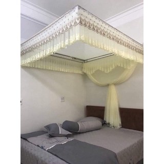 Mùng ngủ trọn bộ màn khung cung đình tuyn lạnh ren ốp khung inox siêu bền