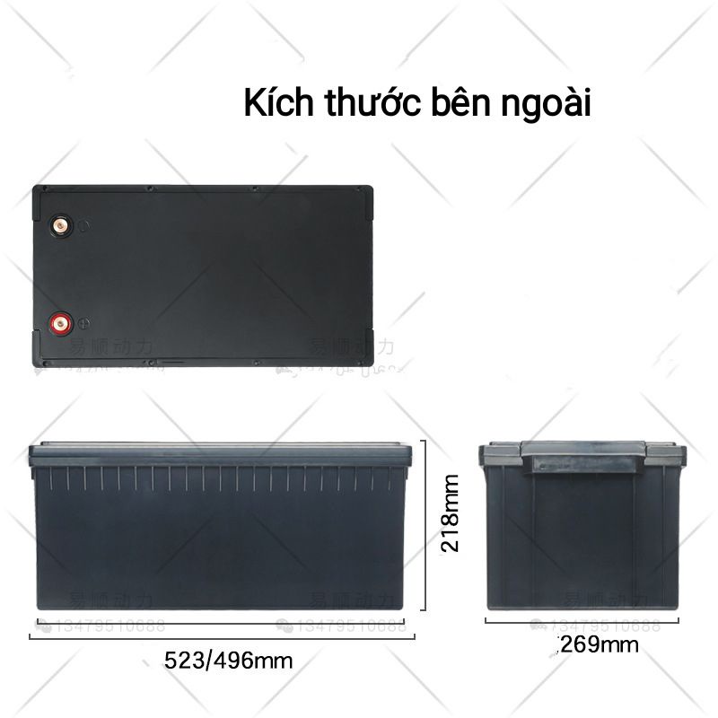 Vỏ acquy ô tô 250Ah, lắp được 40 cell 46160 hoặc 84 cell 33140