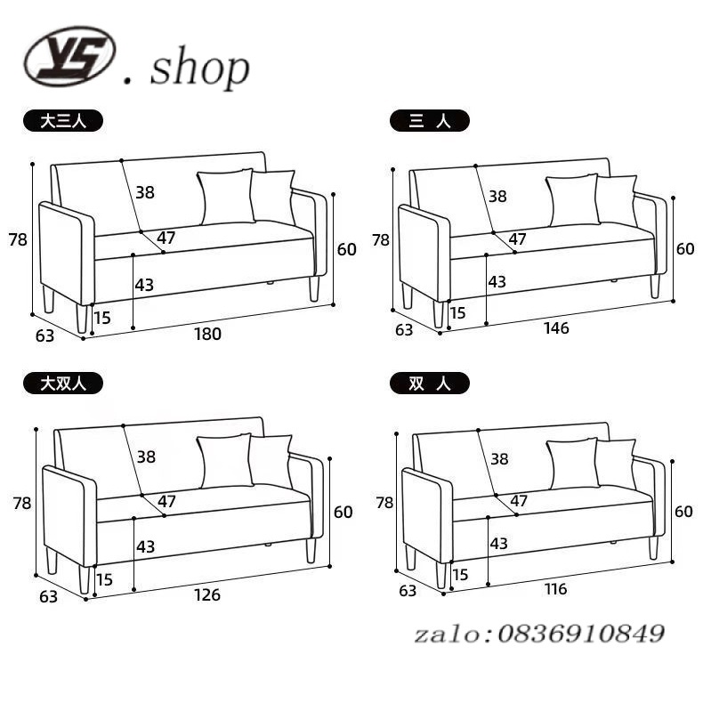 Sofa Vải Bắc Âu Phòng Khách Căn Hộ Nhỏ Đơn Giản Hiện Đại Cho Thuê Căn Hộ Đôi Ba Căn Hộ Cửa Hàng Quần Áo Đơn Giản