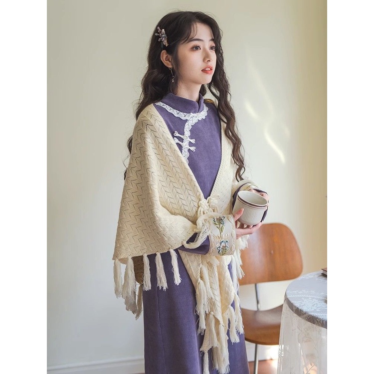 Qipao Áo Khoác Sườn Xám Cách Tân Dáng Ngắn Phong Cách Trung Hoa Thời Trang Mùa Đông 2023 Cho Nữ