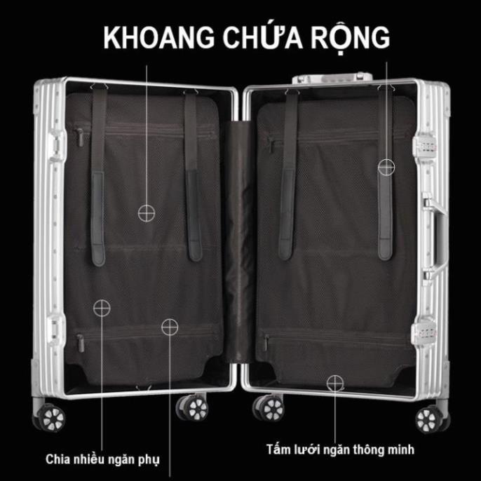 Vali nhôm nguyên khối cao cấp mẫu mới nhất 2023 vali nhôm toàn thân siêu bền