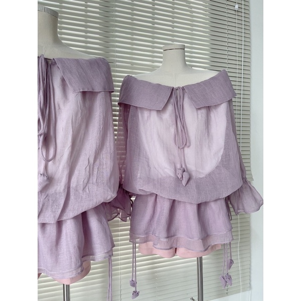 ONO DRESS-đầm tím xoè kèm quần ngọt ngào