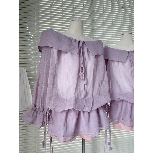 ONO DRESS-đầm tím xoè kèm quần ngọt ngào