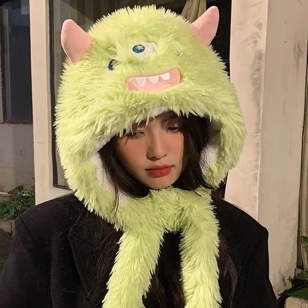 Mũ Lông Bảo Vệ Tai Giữ Ấm Mùa Đông Hình Quái Vật Nhỏ Dễ Thương Vui Nhộn Phong Cách Mới Bảo Vệ Tai Cho Nữ Zzkds.Vns.Vn