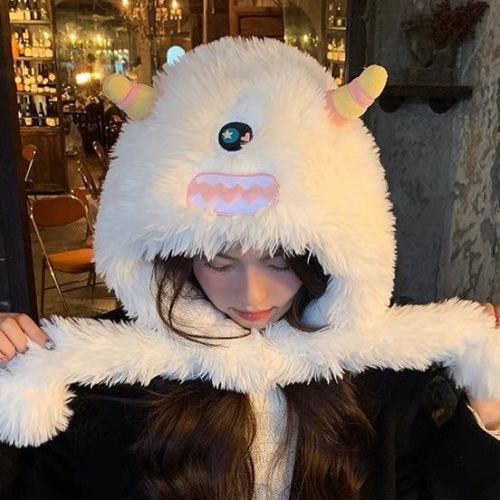 Mũ Lông Bảo Vệ Tai Giữ Ấm Mùa Đông Hình Quái Vật Nhỏ Dễ Thương Vui Nhộn Phong Cách Mới Bảo Vệ Tai Cho Nữ Zzkds.Vns.Vn