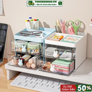 Kệ Đựng Bút - Kệ Nhựa Đựng Phụ Kiện Để Bàn Nhiều Tầng Mini Đựng Phụ Kiện, Bút Có Tay Cầm Hình Thỏ Dễ Thương -TONGKHOSI68