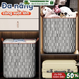 Túi đựng chăn ga quần áo cỡ lớn, kẻ sọc xám, chất liệu vải không dệt nhiều dung tích 100L-140L-180L - TONGKHOSI68.VN