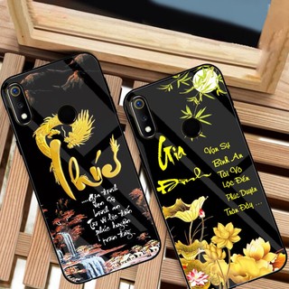 Ốp Lưng REALME 3, REALME 3 PRO Mặt kính cao cấp, sáng đẹp, Chữ thư pháp .