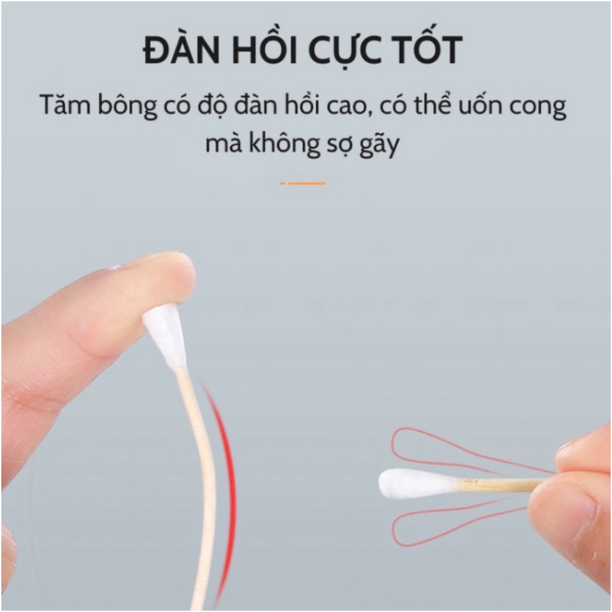 2023 Tăm bông ngoáy tai,100 bông ráy tai thân gỗ khử trùng 2 đầu thân thiện với môi trường 88383 THẾ GIỚI TIỆN ÍCH