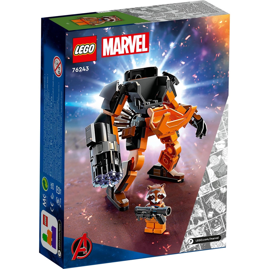 [Mã LIFEMC06CBAU giảm 50k đơn 350k] LEGO Super heroes Marvel 76243 Chiến Giáp Rocket (98 Chi Tiết)