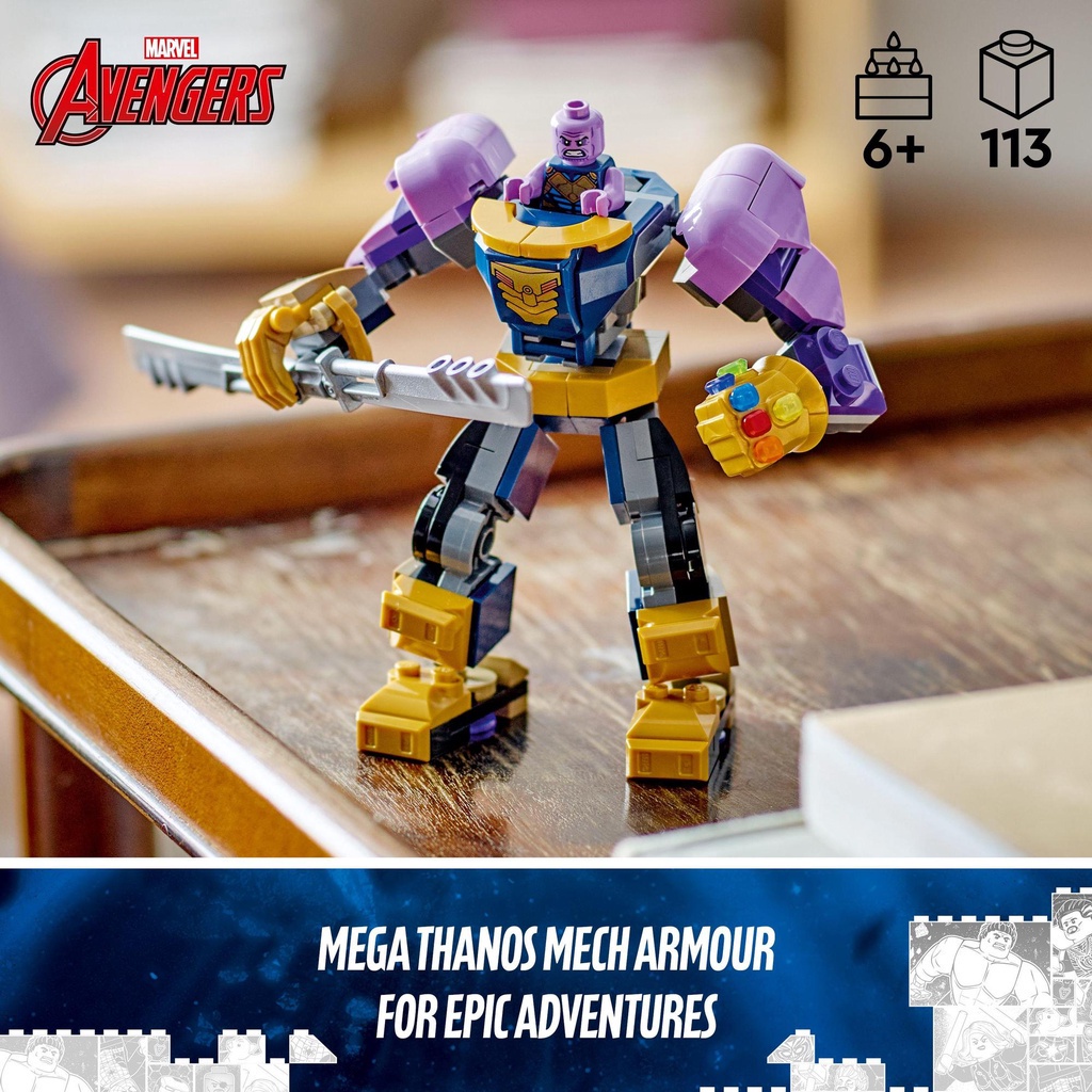 [Mã LIFEMC06CBAU giảm 50k đơn 350k] LEGO Super heroes Marvel 76242 Chiến Giáp Thanos (113 Chi Tiết)