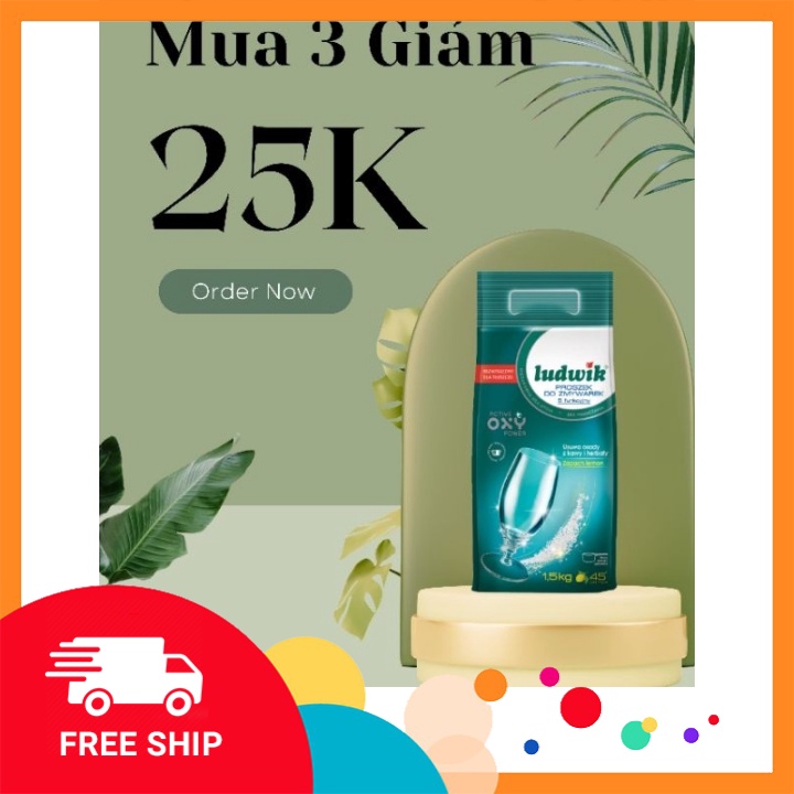 Bột rửa chén bát ludwik chuyên dụng dành cho máy rửa bát 5 in 1 - 1,5kg - HSD 12/3/2024