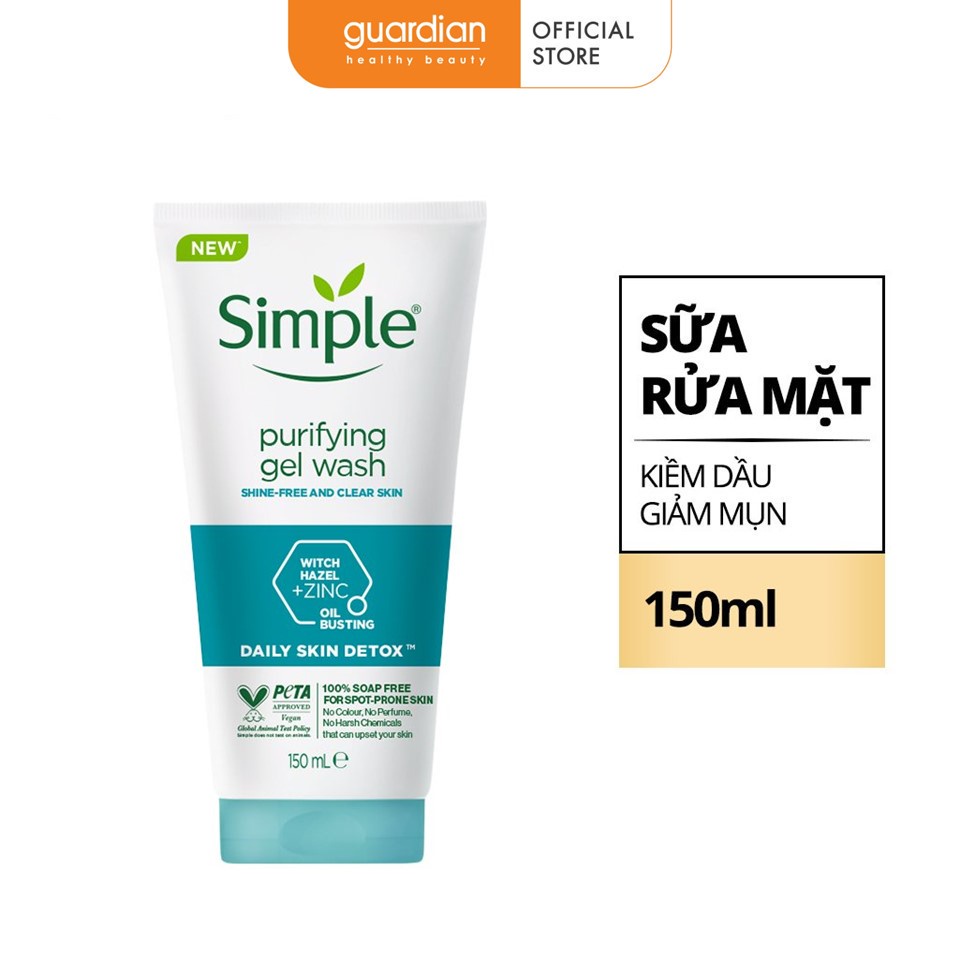 Sữa Rửa Mặt Kiềm Dầu Hỗ Trợ Ngừa Mụn Simple Purifying Gel Wash 150ml