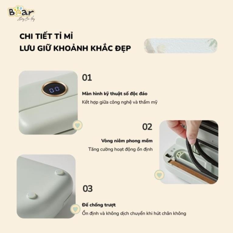 Máy Hút Chân Không Bear SB-CK95W -  Công Suất 95W- Bảo Quản Thực Phẩm Khô Đồ Ướt- Không Kén Thực Phẩm, BH 18T