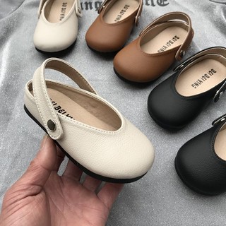 Xăng đan Da Đế Mềm Chống Trượt Thoáng Khí Phong Cách Hàn Quốc Cho Bé Gái