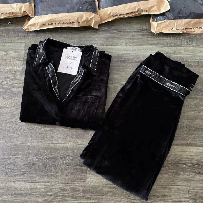 N07 Sét Nhung QC Phối Viền, Sét Bộ Ngủ Cho Nữ Sang Chảnh Nhẹ Nhàng Theo Phong Cách Hàn Quốc