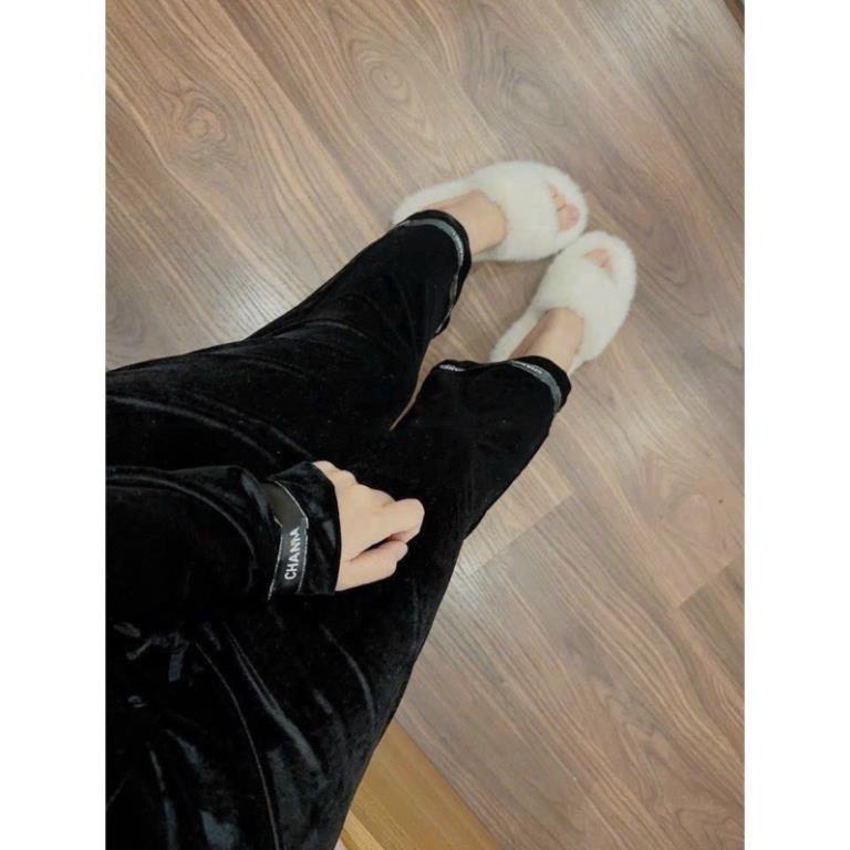 N07 Sét Nhung QC Phối Viền, Sét Bộ Ngủ Cho Nữ Sang Chảnh Nhẹ Nhàng Theo Phong Cách Hàn Quốc