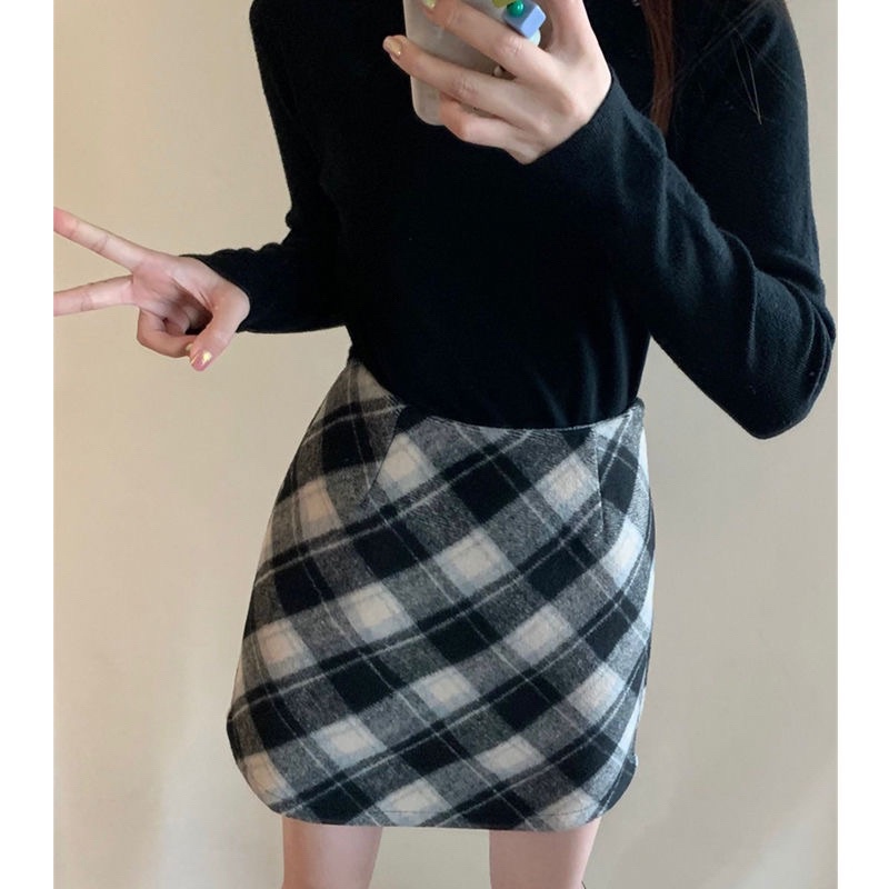 Chân váy dạ ngắn chân váy chữ A dáng ngắn hoạ tiết kẻ caro chéo màu đỏ noel đủ size kéo khoá sau lưng
