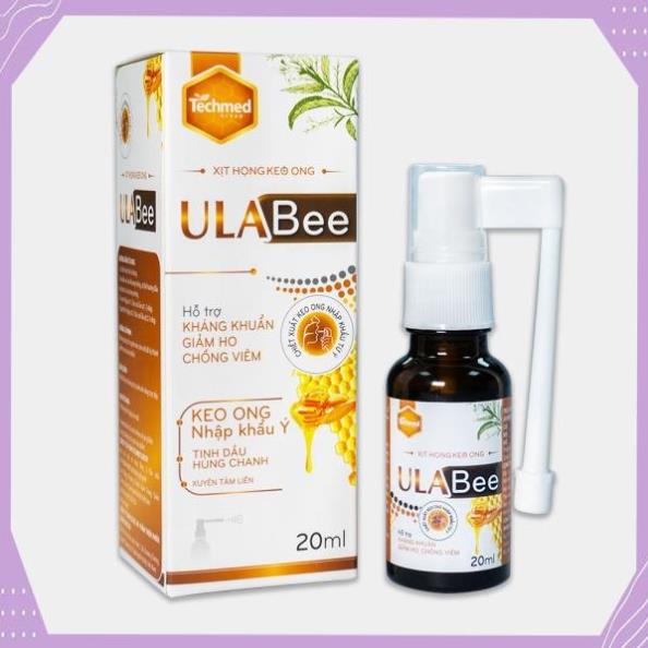 Xịt Họng Keo Ong Ula Bee Hỗ Trợ Giảm Ho Đau Rát Họng lọ xịt 20ml TECHMED