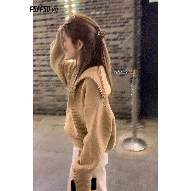 Áo sweater Có Khóa Kéo Phong Cách Hàn Quốc Thời Trang Mùa Đông Cho Nữ