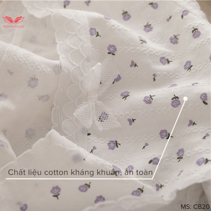 Combo 5 Quần Lót Cotton Nữ Cạp Cao VINGO Thấm Hút Kháng Khuẩn Phối Viền Ren Lưới Mềm Đính Nơ Nhỏ Họa Tiết Xinh CB20 VNGO