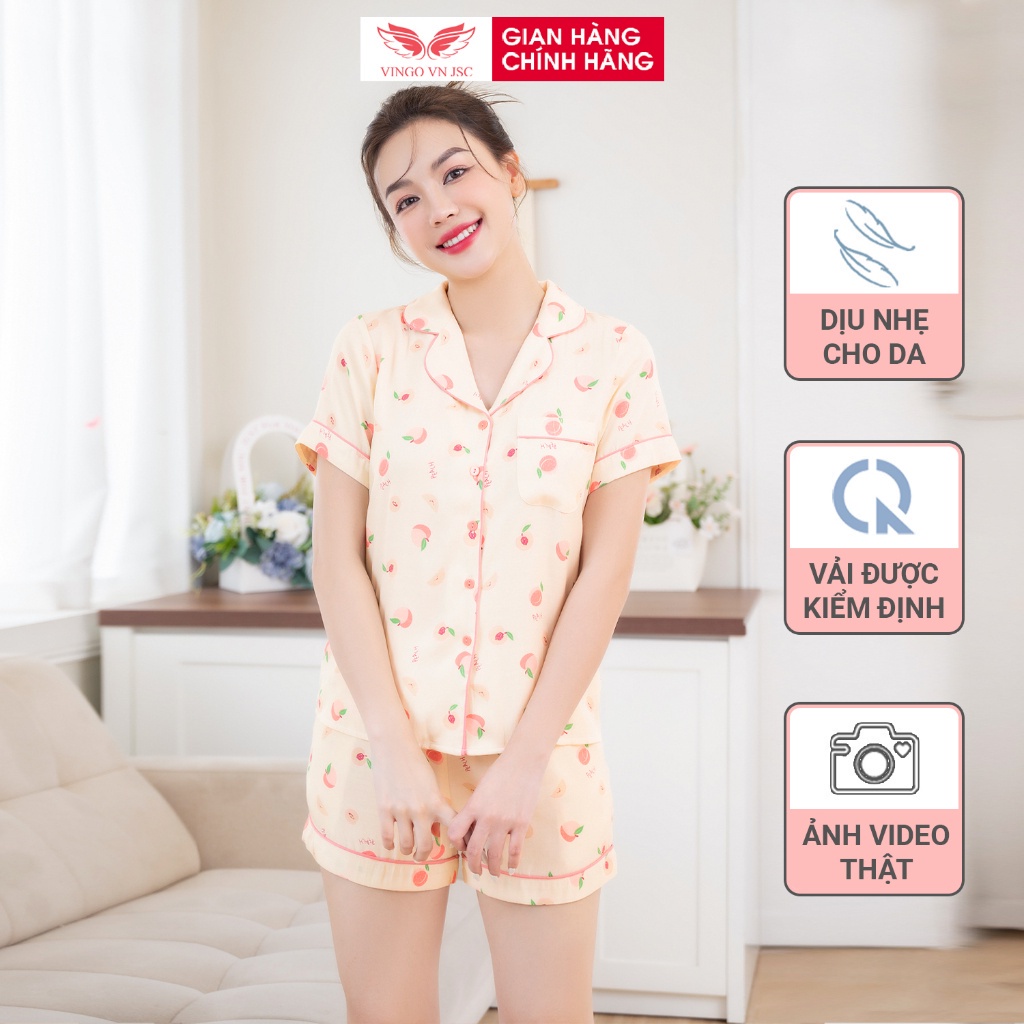 Đồ bộ mặc nhà Pijama tơ đũi mềm mịn VINGO tay ngắn quần đùi họa tiết dễ thương H982 - H983 VNGO