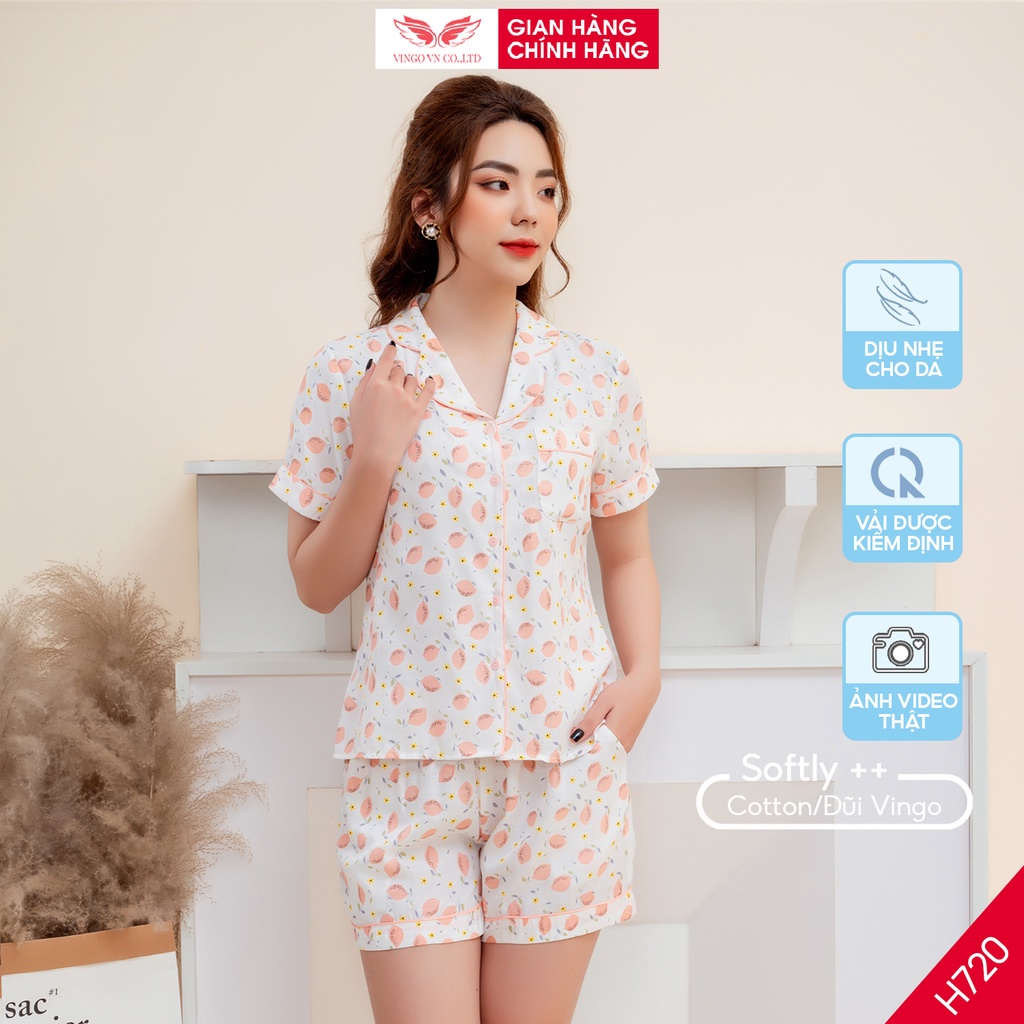 Đồ bộ mặc nhà Pijama tơ đũi mềm mịn VINGO tay ngắn quần đùi họa tiết dễ thương H982 - H983 VNGO