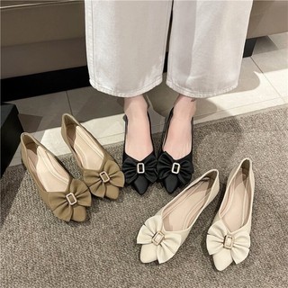 A-855 Giày búp bê nữ thắt nơ da lỳ mềm êm chân fullbox