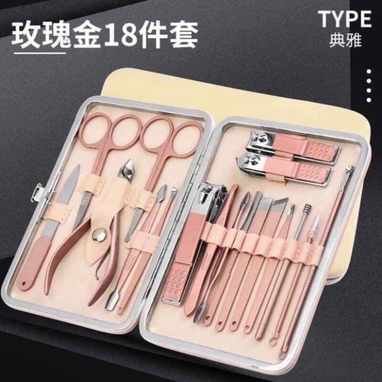 Bộ dụng cụ bấm móng 18 món cao cấp - Bộ bấm móng tay 18 món cao cấp kèm hộp