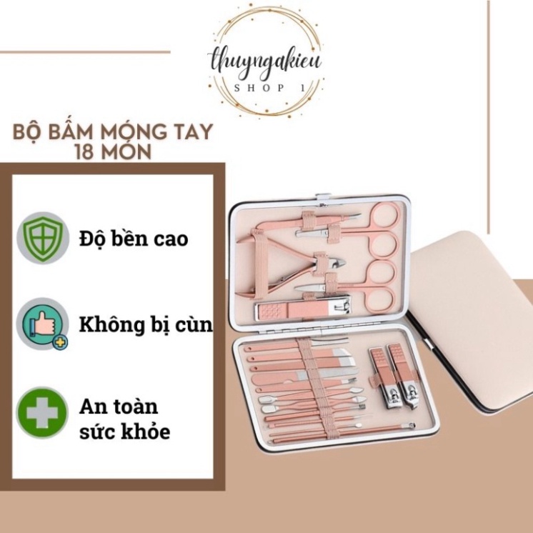 Bộ Dụng Cụ Bấm Móng Tay 16 món - Bộ Cắt, Bấm Dũa Móng Tay - Sét Dụng Cụ Làm Móng 3DM 18 Chi Tiết Nail Care Cao Cấp