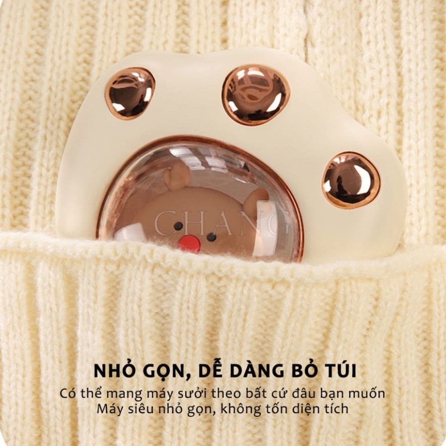 Máy Sưởi Ấm Mini Cầm Tay Đa Năng Hình Chân Mèo Pin Sạc 2400Mah 4 Tiếng Sử Dụng - Máy Massage Sưởi Ấm Tay Nhỏ Gọn