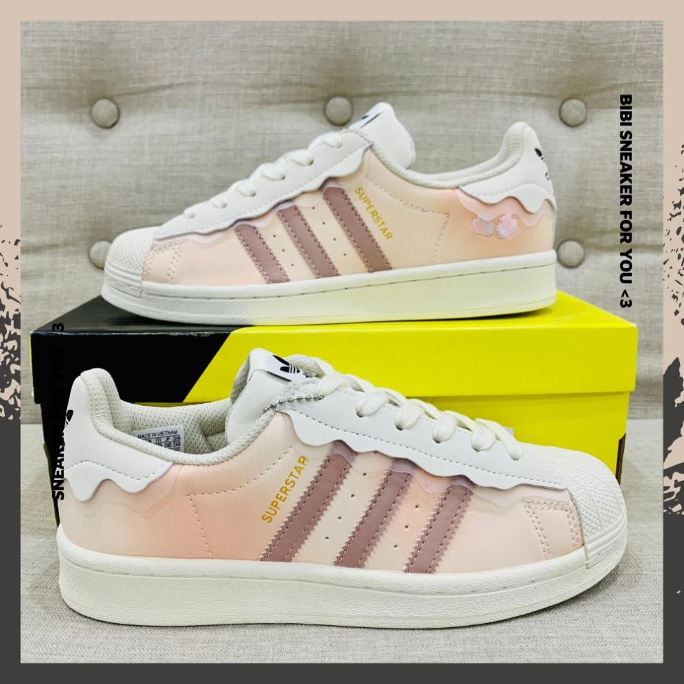 Giày Adidas_Sò Nam Nữ, Giày DAS Superstar Mũi Sò Bản Mới Full 3 Màu Hồng Kem Xanh Full Box Bill Hàng Đẹp - BIBISNEAKER