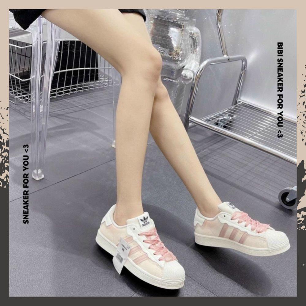 Giày Adidas_Sò Nam Nữ, Giày DAS Superstar Mũi Sò Bản Mới Full 3 Màu Hồng Kem Xanh Full Box Bill Hàng Đẹp - BIBISNEAKER