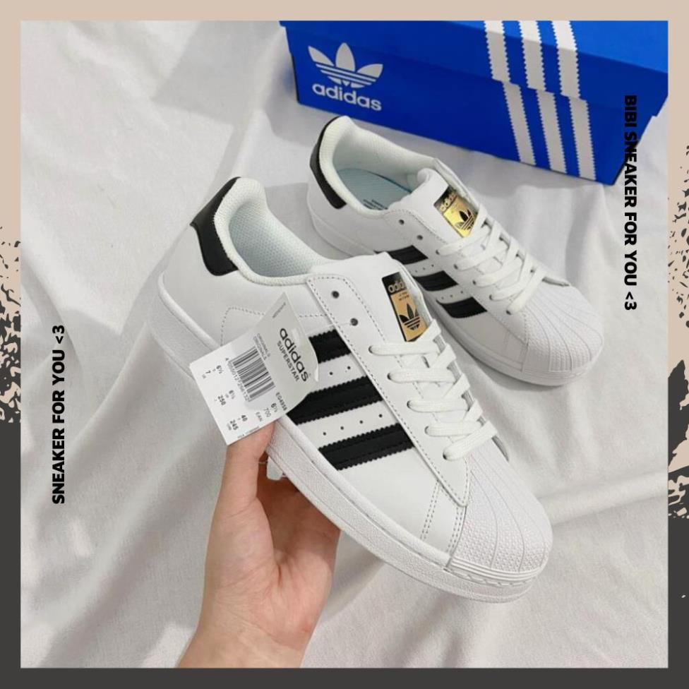 Giày Adidas_Sò Nam Nữ, Giày DAS Superstar Mũi Sò Bản Mới Full 3 Màu Hồng Kem Xanh Full Box Bill Hàng Đẹp - BIBISNEAKER