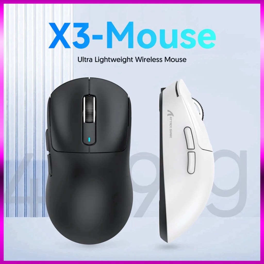 Chuột Không Dây Attack Shark X3 Pixart 3395 có kết Nối 3 chế độ