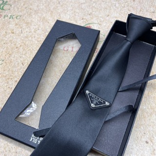 Cà vạt 6cm tự thắt màu đen vải lì Pra kèm hộp đựng mẫu  2024 Giangpkc